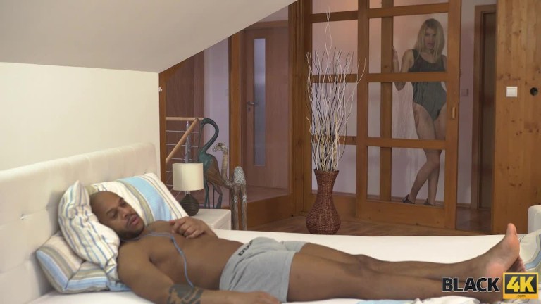 BLACK4K. Karina Grand in lacy underwear makes love to black stranger
