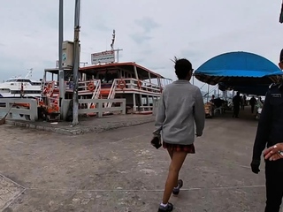 Boat trip with my Asian teen girlfriend became sex in public