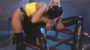 Kinky Latex BDSM blonde hot pussy fingering