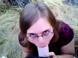 British slut outdoor cum swallow