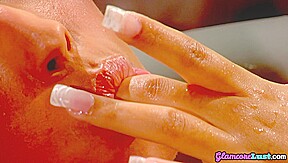 Busty glamcore babe riding cock after showering