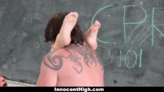 InnocentHigh – Hot Blonde Student Practices CPR on Teacher