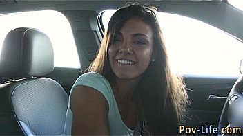 Interracially dick sucking and fucked teen gets spunked in pov
