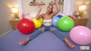 YNGR Latina Kira Perez Loves Balloons And Big Black Cocks