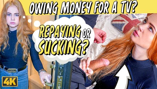 DEBT4k. Lovely chick Rose Wild buys a huge TV but cant pay