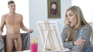 Exxxtra Small – Art Lesson Gets Passionate For Tiny Sweet Blondie And Her Teacher With Enormous Dick