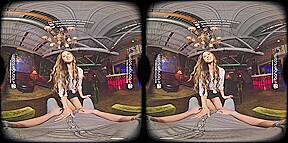 VR fucking with petite brunette babe after wet and messy cock sucking session in POV