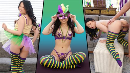 Tiny Little Asian Lulu Chu Celebrates Mardi Gras Taking Giant Cock In All Positions – Exxxtra Small