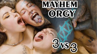 hardcore alternative ORGY – 3 on 3 anal fuck – ATM, gape, DP, facial –  Mina K, Eden Ivy, Anuskatzz