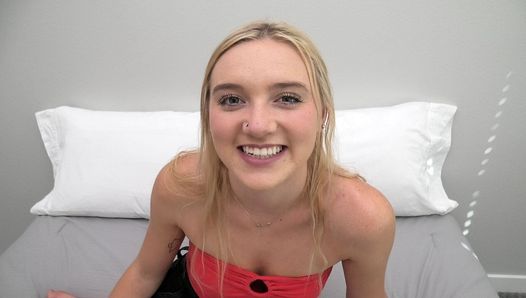 Watch this leggy 18 year old blonde newbie suck cock