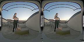 Bombshell Rebeka Ruby On Vacation Sunset Balcony Big Dildo Masturbation