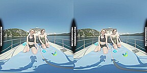 Ingrida And Diana Nude Sunbathing On A Yacht Vacation Playing With Bubbles
