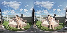 Tiny Matty Smoking Outdoors Then Masturbating With A Huge Clear Dildo