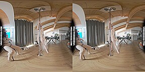 Ingrida Giving Private Strip Show Pole Dance Show For Anonymous Masked Big Boobed Girl Diana