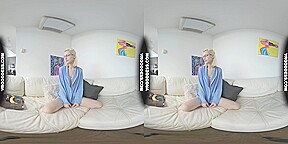Sexy Sultry Skinny Blonde Student Poppy Deep Masturbating With A Large Banana