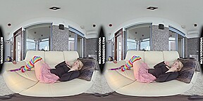 Thigh High Rainbow Socks Adriana Banging Herself Out With Realistic Moving Big Dildo