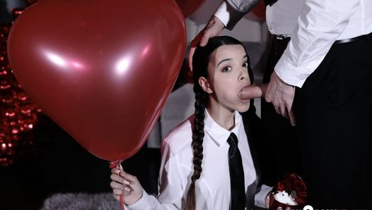 Petite college girl Ohana takes professor’s big cock on Valentine’s Day